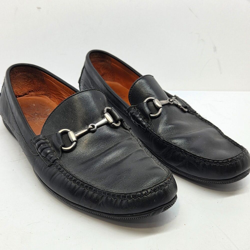 Peter Millar MC00F40 Mens Black Leather Moc Toe Horse Bit Loafers Size US 8.5 M